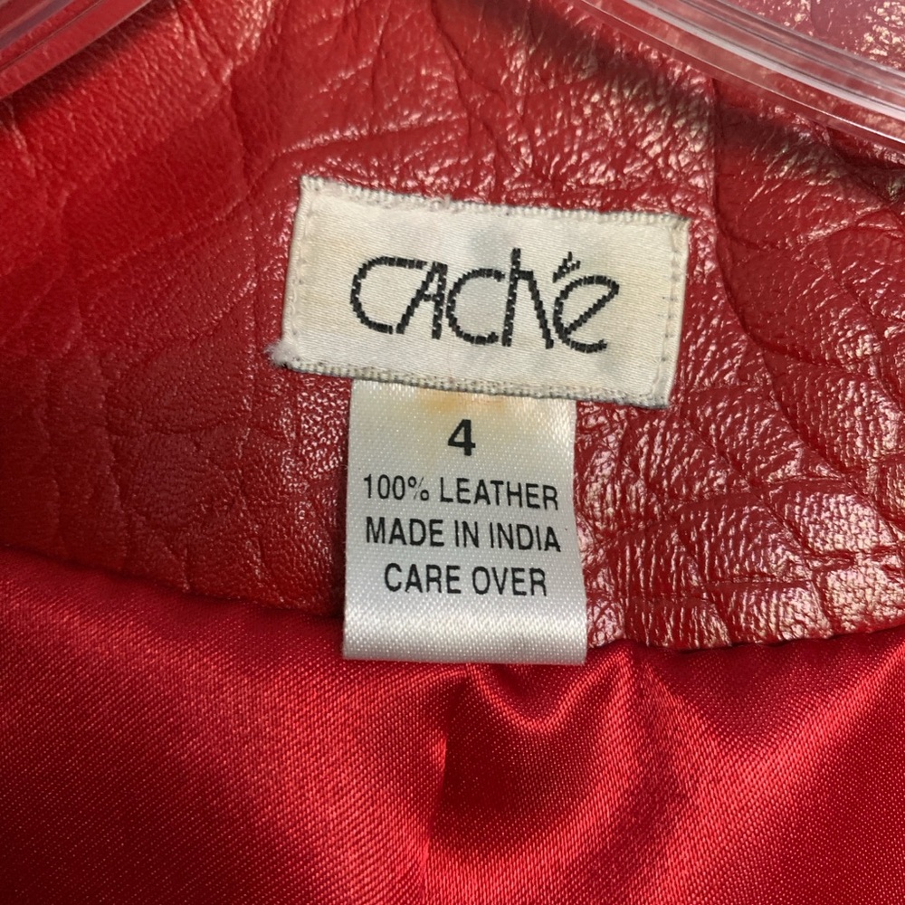 Cache Red Textured Leather Jacket - image 2
